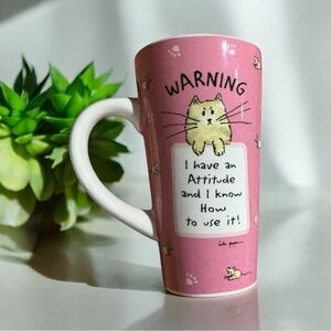 Tumbleweed Pottery 16 oz Vintage Cat Attitude Coffee Cup Mug